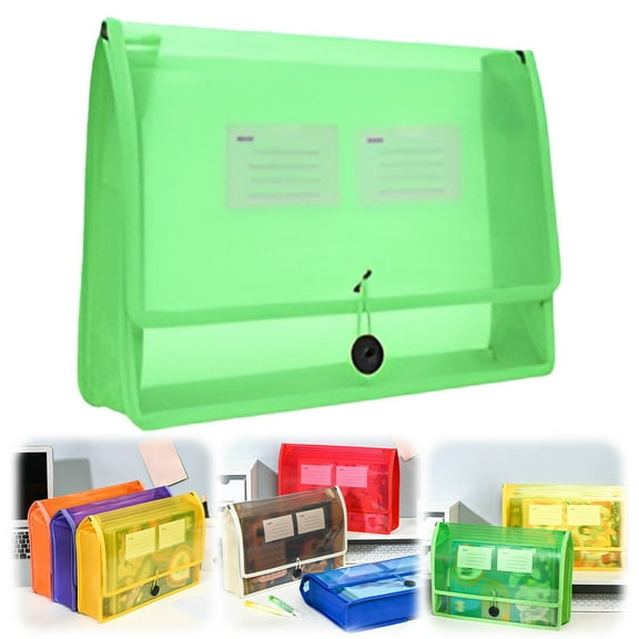 Clearance Office&Craft&Stationery under $5,Plastic File Wallet Envelope Expanding File Folder Document Organizer With Snap Closure & Label Pocket Clear Colored Accordion File For Home