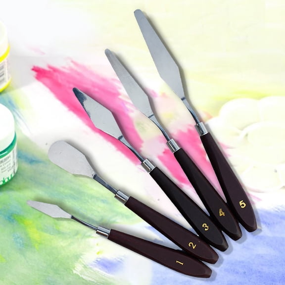 Clearance Office&Craft&Stationery under $10,Gouache Painting Scraper Handle Oil Wooden Toning 5PC Painting Set Gouache Office & Stationery