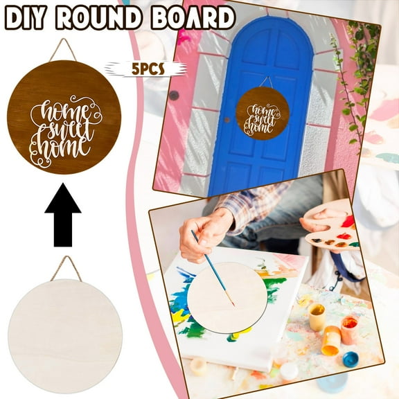 Clearance Office&Craft&Stationery under $10,Unfinished For DIY Craft Round Chips Wood Decoration Wooden Wedding And Painting Home DIY