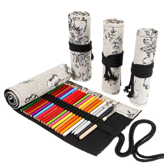 Clearance Office&Craft&Stationery under $5,36 Hole Canvas Pencil Storage Bag Practical Stationery Organizer