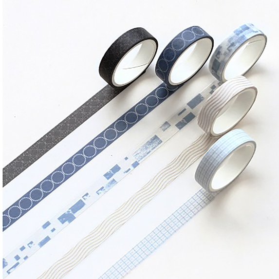 Clearance Office&Craft&Stationery under $5,5Pcs/pack Solid Color Rippable Tape Practical Decoration DIY Paper Washi Tape