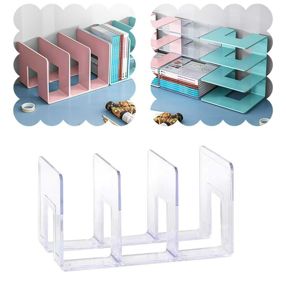 Clearance Office&Craft&Stationery under $5 Acrylic File Organizer For Desk Desktop Document/Mail Organizer 3 Compartments Plastics Bookshelf Floating