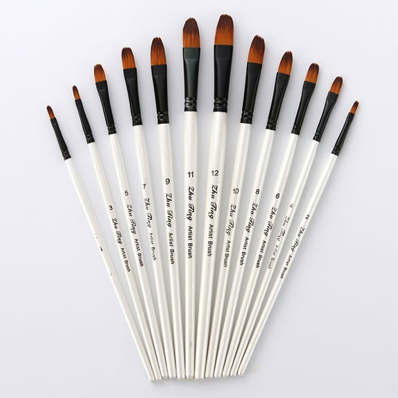 Clearance Office&Craft&Stationery under $5,Artist Paint Brushes 12pcs/Set Acrylic Oil Watercolour Model Painting