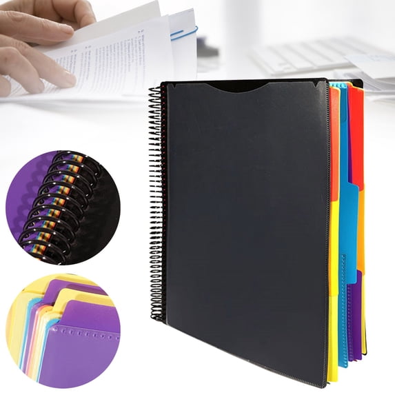 Clearance Office&Craft&Stationery under $5,Project Organizer 6/12 Pockets Grey With Assorted Tabs Tear Poly 1/3 Cut Tabs Letter Size