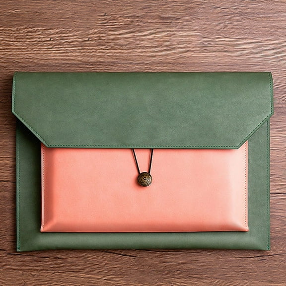 Clearance Office cabinet under $7,Leather Business Document Bag Button Document Storage Bag Contract Document Bag Large Capacity Business Document Bag 1PC