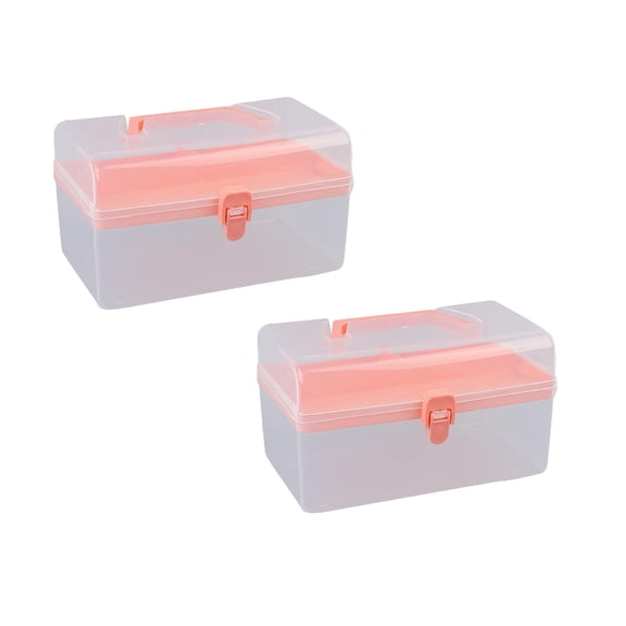 Clearance Office cabinet under $7,Clear Plastic Multipurpose Portable Handled Organizer Storage Box 2PC