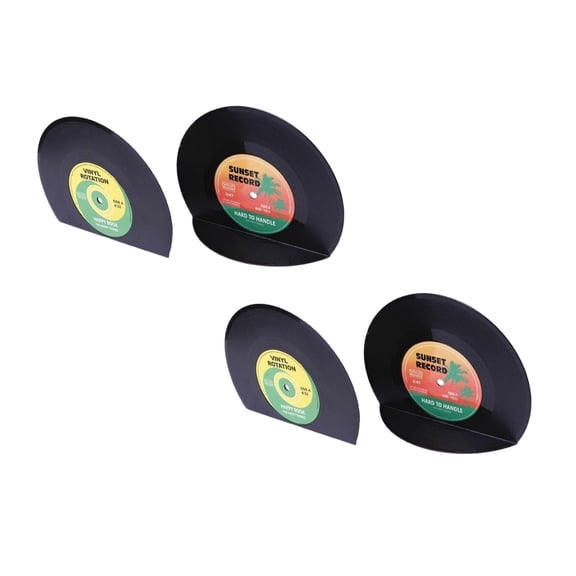 Clearance Office cabinet under $7,Creative Vintage Vinyl Record Book By Book Stand Modern Simple Home Decor Student Disc Bookend 2PC