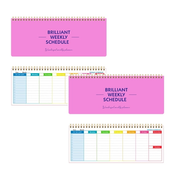 Clearance Office cabinet under $8,2025 Border New English Long Weekly Plan Simple Coil Note Time Management Ledger 2PC