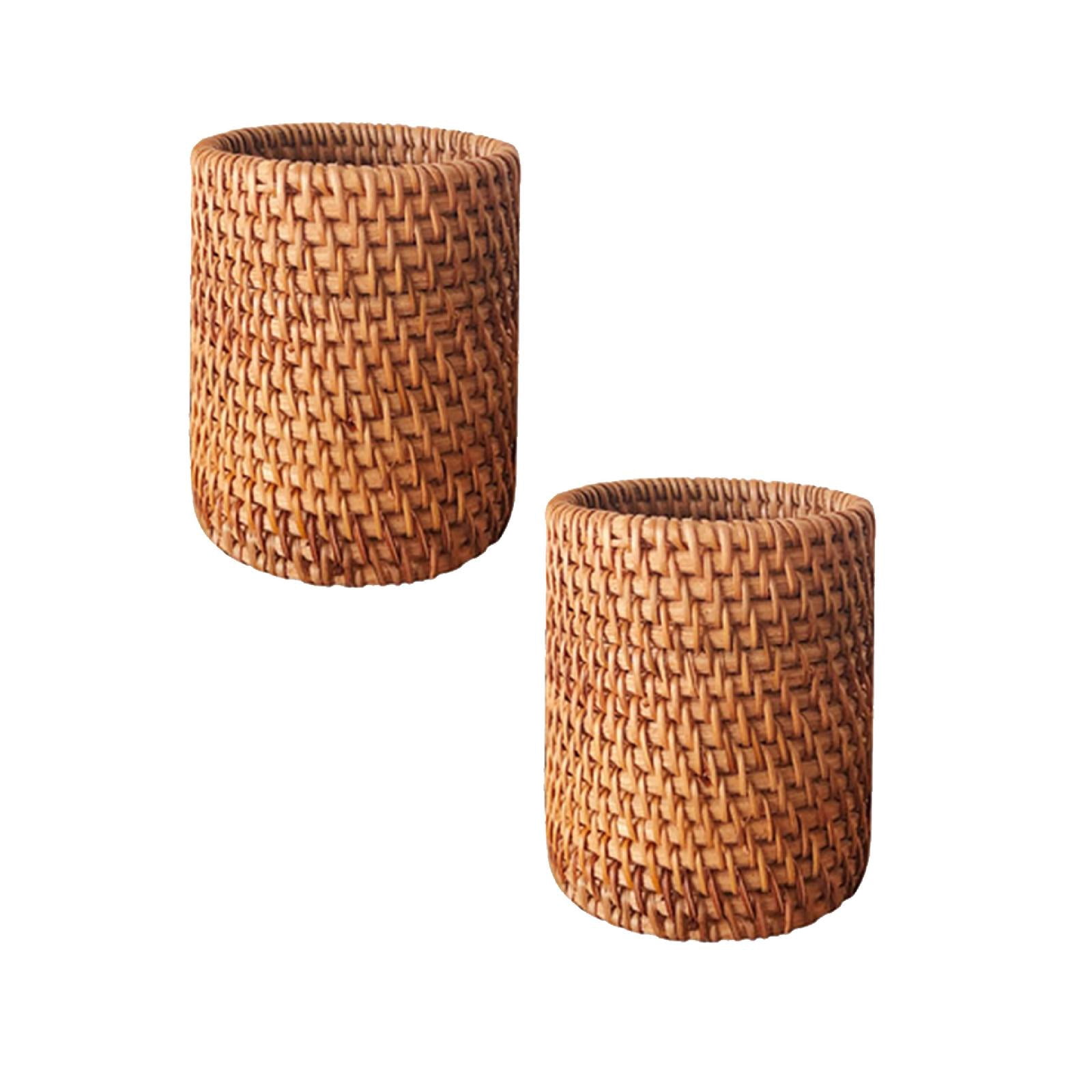 Clearance Office cabinet under $8,Hand Woven Tea Braided Pen Pen Holder Handmade Pen Storage Box Creative Pen Pen Cup Desk Storage Decoration 2PC