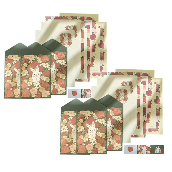 Clearance Office product under $5,Stationery Paper And Envelopes Set Cute Animal Patterns Envelope Love Letter Papers Letter Writing Kit 2PC