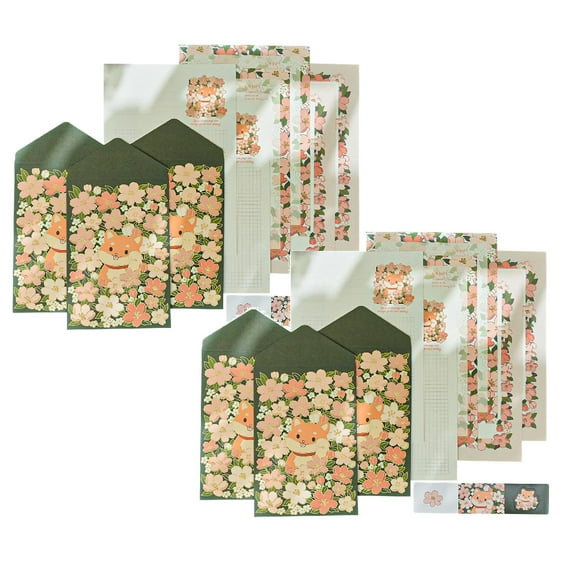 Clearance Office product under $5,Stationery Paper And Envelopes Set Cute Animal Patterns Envelope Love Letter Papers Letter Writing Kit 2PC
