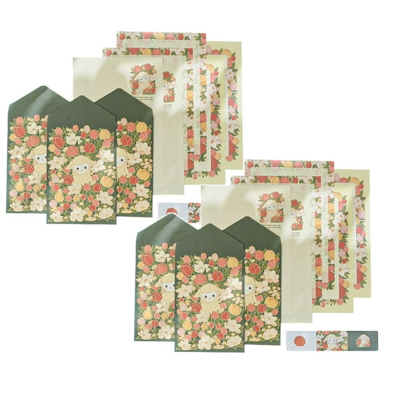Clearance Office product under $5,Stationery Paper And Envelopes Set Cute Animal Patterns Envelope Love Letter Papers Letter Writing Kit 2PC