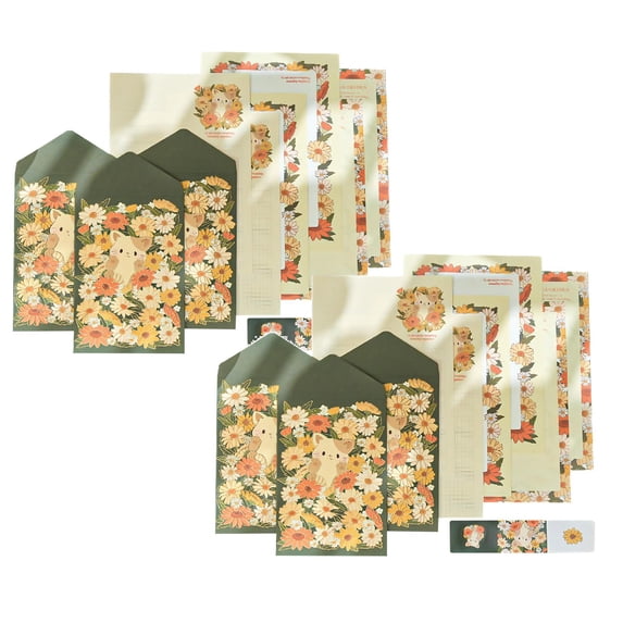 Clearance Office product under $5,Stationery Paper And Envelopes Set Cute Animal Patterns Envelope Love Letter Papers Letter Writing Kit 2PC