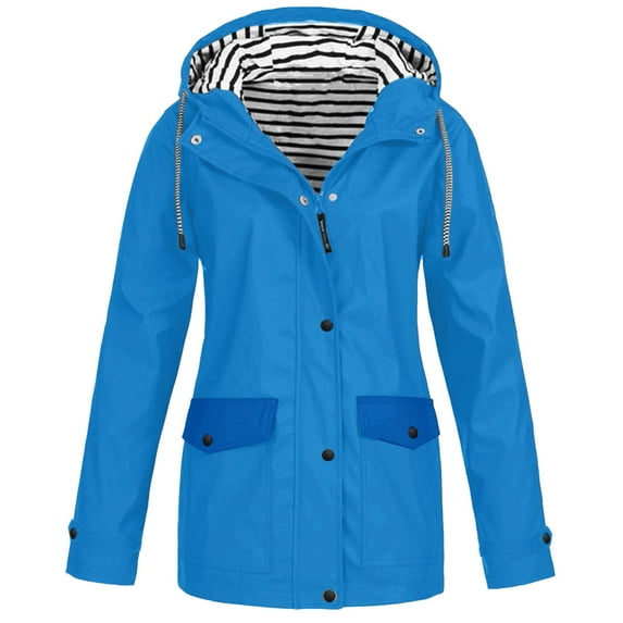 Clearance! Ogiraw Scrub Jackets For Woman Rain Jacket Women Zip Up Casual Hoodies Lightweight Windbreaker Jackets Long Sleeve Coat Travel Jackets Hiking Clothes For Women Sky Blue S-5XL