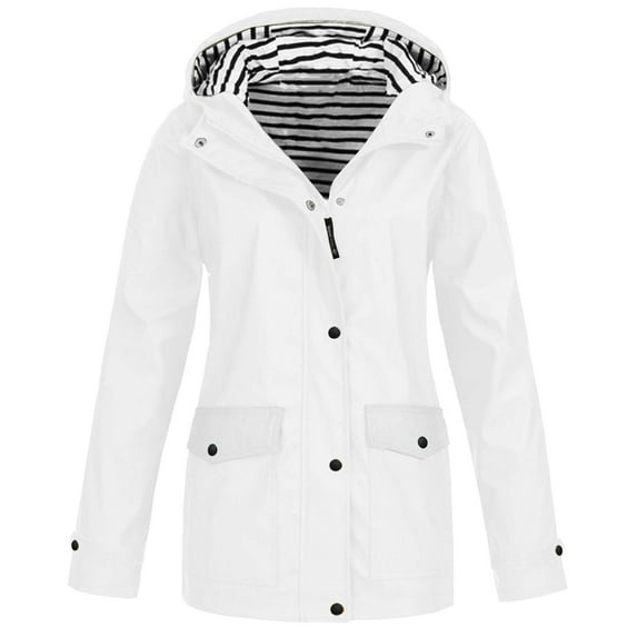 Clearance! Ogiraw Scrub Jackets For Woman Rain Jacket Women Zip Up Casual Hoodies Lightweight Windbreaker Jackets Long Sleeve Coat Travel Jackets Hiking Clothes For Women White S-5XL
