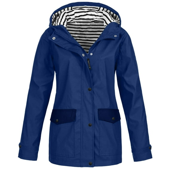 Clearance! Ogiraw Scrub Jackets For Woman Rain Jacket Women Zip Up Casual Hoodies Lightweight Windbreaker Jackets Long Sleeve Coat Travel Jackets Hiking Clothes For Women Dark Blue S-5XL