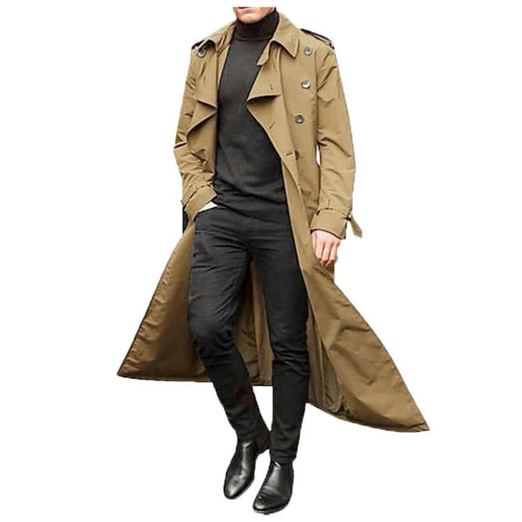 Ogiraw Double Breasted Lapel Long Sleeve Polyester, Trench Coat (Men's)