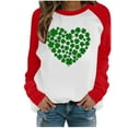 thumbnail image 1 of Ohufall St. Patrick's Day Printed Women Tops, Long Sleeve Shirts For Women, Spring Patchwork Round Neck Casual Loose Pullover Tee, 1 of 4