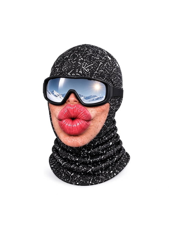 Clearance! Old Man Ski Mask, Funny Realistic Face Printed Balaclava, Winter Windproof Warm Headwea, Funny Gift (L)
