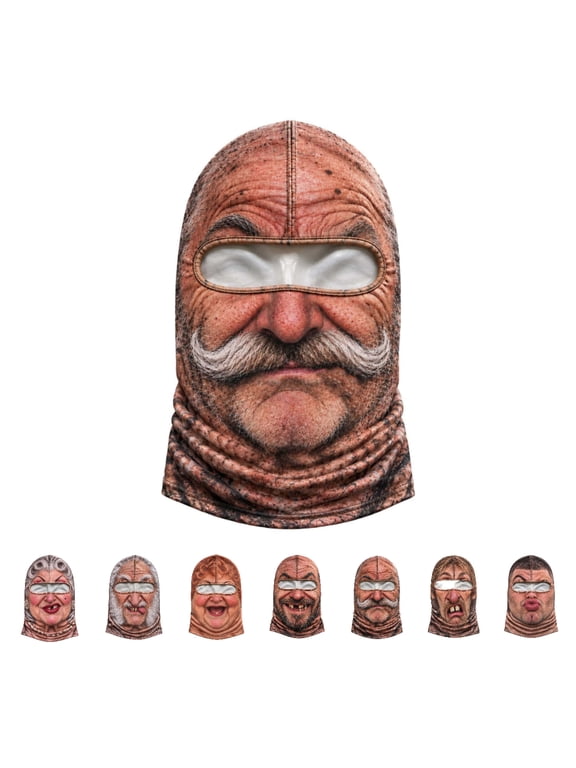 Clearance! Old Man Ski Mask, Funny Realistic Face Printed Balaclava, Winter Windproof Warm Headwea, Prank Gift (E)