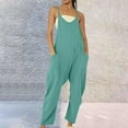 thumbnail image 1 of Clearance! One Piece Jumpsuits For Women Womens Casual Summer Jumpsuit Sleeveless Loose Solid Color Strap Loose Jumpsuit Pocket Jumpsuit For Women Plus Size Jumpsuit For Curvy Women Army Green S-5XL, 1 of 6