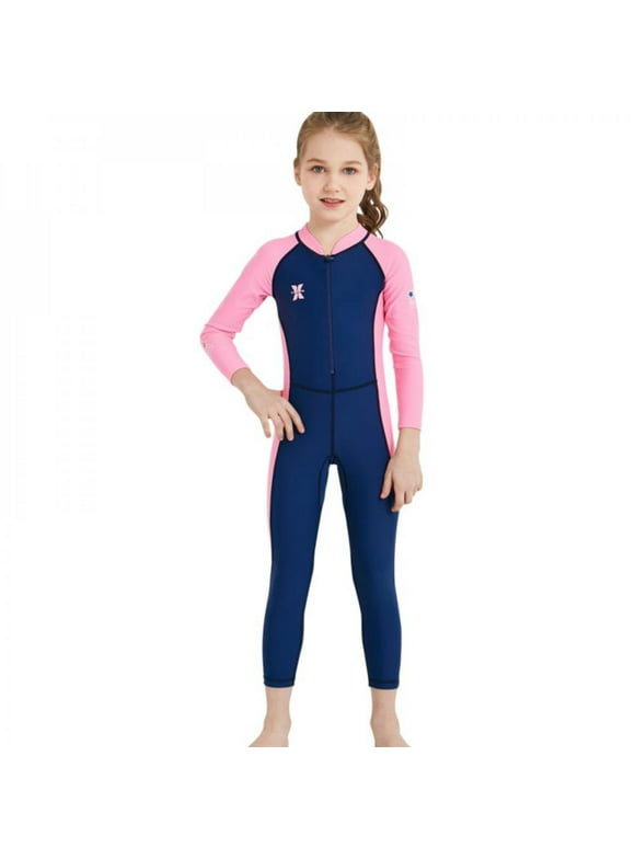 Clearance One-Piece Long Sleeves Kids Diving Suit Children Full Body Wetsuit Keep Warm UV Protection Swimwear for Surfing Snorkeling Swim