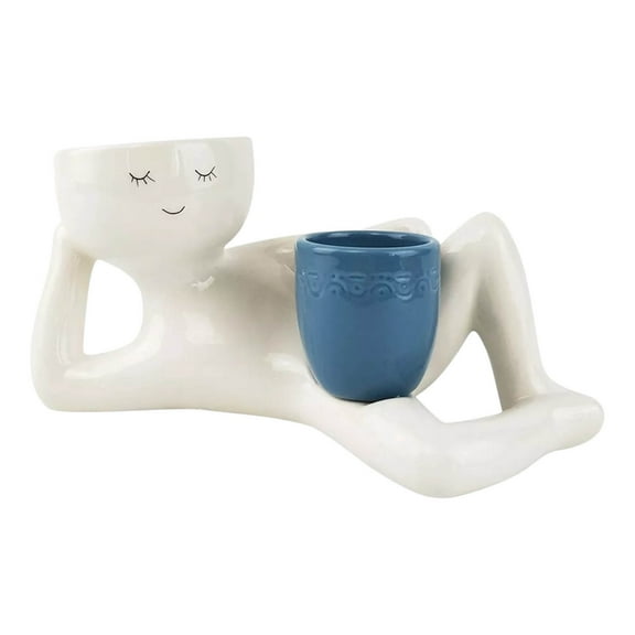 Clearance!Opehuo Lazy Guy Planter,2025 Funny Planters for Indoor Plants,Lazy Little Character Flowerpot Succulent Planters Lying Down Resin Ornaments Home Decoration for Family and Friends,Blue