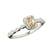 ❣ Clearance！ Oqueey Citrine Open Ring Natural Stone Crystal Thin Circle Super Flash Gift for Girls Jewelry