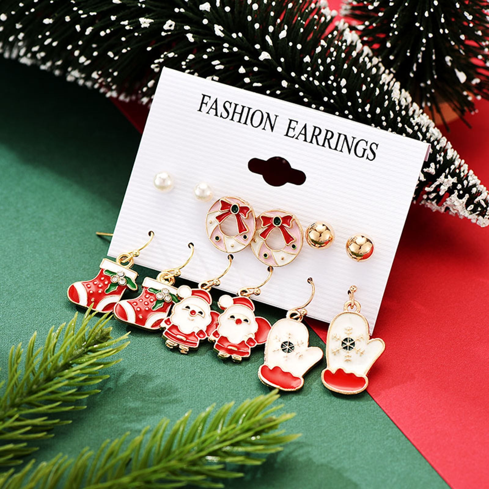 Clearance！ Oqueey Earrings 🌟 6 Pairs Women's Christmas Earrings