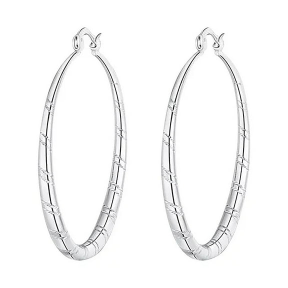 Clearance！ Oqueey Earrings 🌟 Saengthong Women Fashion 925 Sterling Solid Silver Ear Stud Hoop Earrings Wedding Jewelry