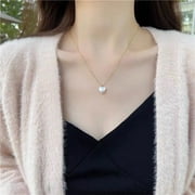 Clearance！ Oqueey Gold Necklace for Women 🌟 Girl Little Love Pearl Necklace Female Temperament Small Crowd Collar Chain New Fairy Versatile Pendant