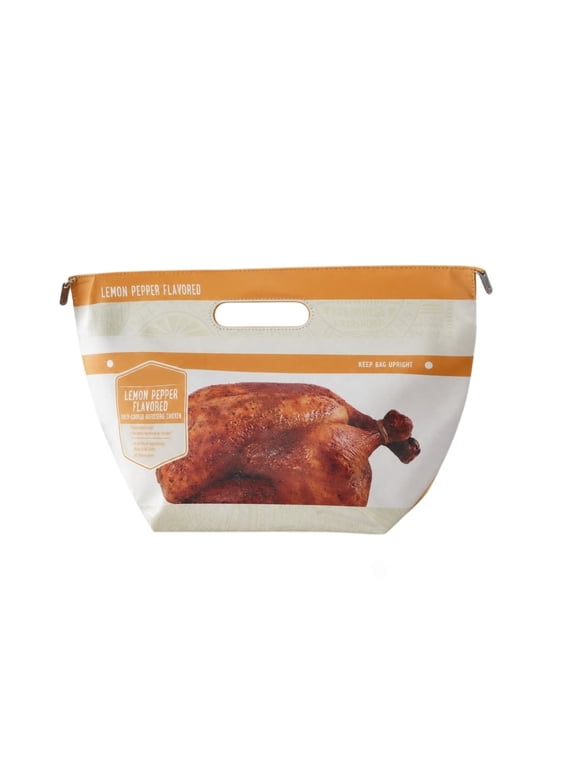 Clearance Orange Roast Chicken Print Bag, Daily Grocery Tote Bag, Funny Chicken Print with Zip for Erands, Travel and Casual Outings