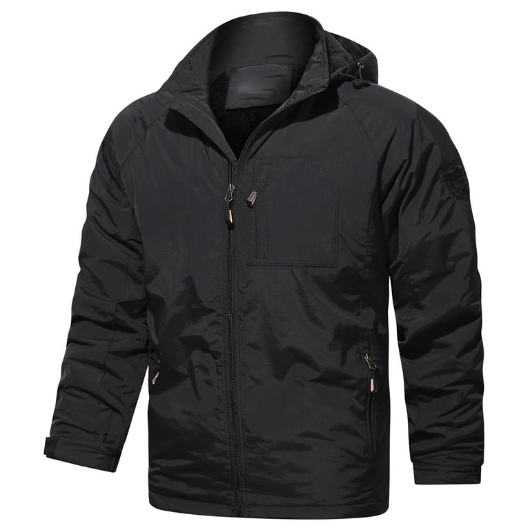 Clearance Outdoor Fleece Hoodie Jacket Mens Full Zip Polar Fleece Jacket Soft Shell Hiking Jacket Waterproof Tactical Snow Ski Jacket for Men