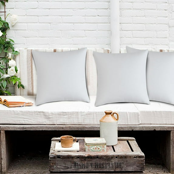 Outdoor Solid Waterproof Throw Pillow Covers Polyester Linen Garden Farmhouse Cushion Cases for Patio Tent Balcony Couch Sofa 17.71x17.71 inch