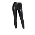 thumbnail image 1 of Clearance!Outfmvch Leggings for Women Leather Pants Lederhosen V Back Faux Leather Leggings Women Scrunch Butt Lifting V Cut Waist Shaped Ruched Proof Leggings Yoga Pants Women Black L, 1 of 9
