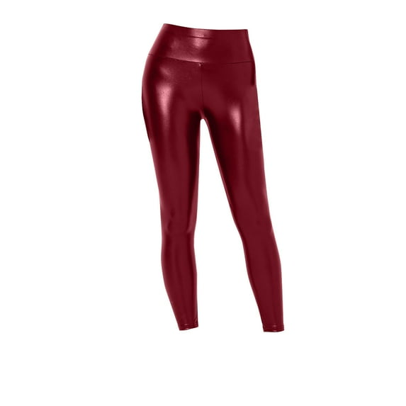 Clearance!Outfmvch Leggings for Women Leather Pants Lederhosen V Back Faux Leather Leggings Women Scrunch Butt Lifting V Cut Waist Shaped Ruched Proof Leggings Yoga Pants Women Red 2xl
