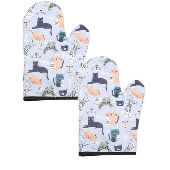 Clearance Oven Mitts under $7 One Pair Of Cotton Oven And Potholders BBQ Gloves Oven Kitchen Cooking Microwave Oven Gloves Pot Pad Heat Proof