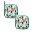 thumbnail image 1 of Clearance Oven Mitts under $7 Oven And Pot Holder Covers Heat Fabric Pot Holder Gloves Green Flower Heat Insulation Pad Triangle Pot Handle Gloves, 1 of 9