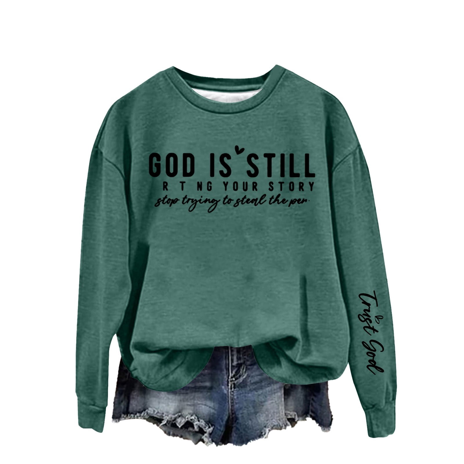 Funny Women's T-Shirt - "God Is Still Writing Your Story Stop Trying To Steal The Pen" Crewneck Short Sleeve 4 thumbnail image