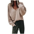 thumbnail image 1 of Clearance Oversized Sweaters for Women Sexy Deep V Neck Long Sleeve Cable Knit Sweater Loose Pullover Tops Fall Winter Casual Sweater, 1 of 3