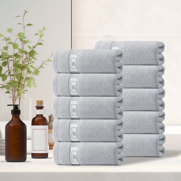 Clearance! PALIFEUR 10 Piece Bath Towels Set for Bathroom Gym Kitchen, Solid Color Kitchen Towels Cotton Thick Soft Absorbent Wash Cloths Towels 12x28 inch