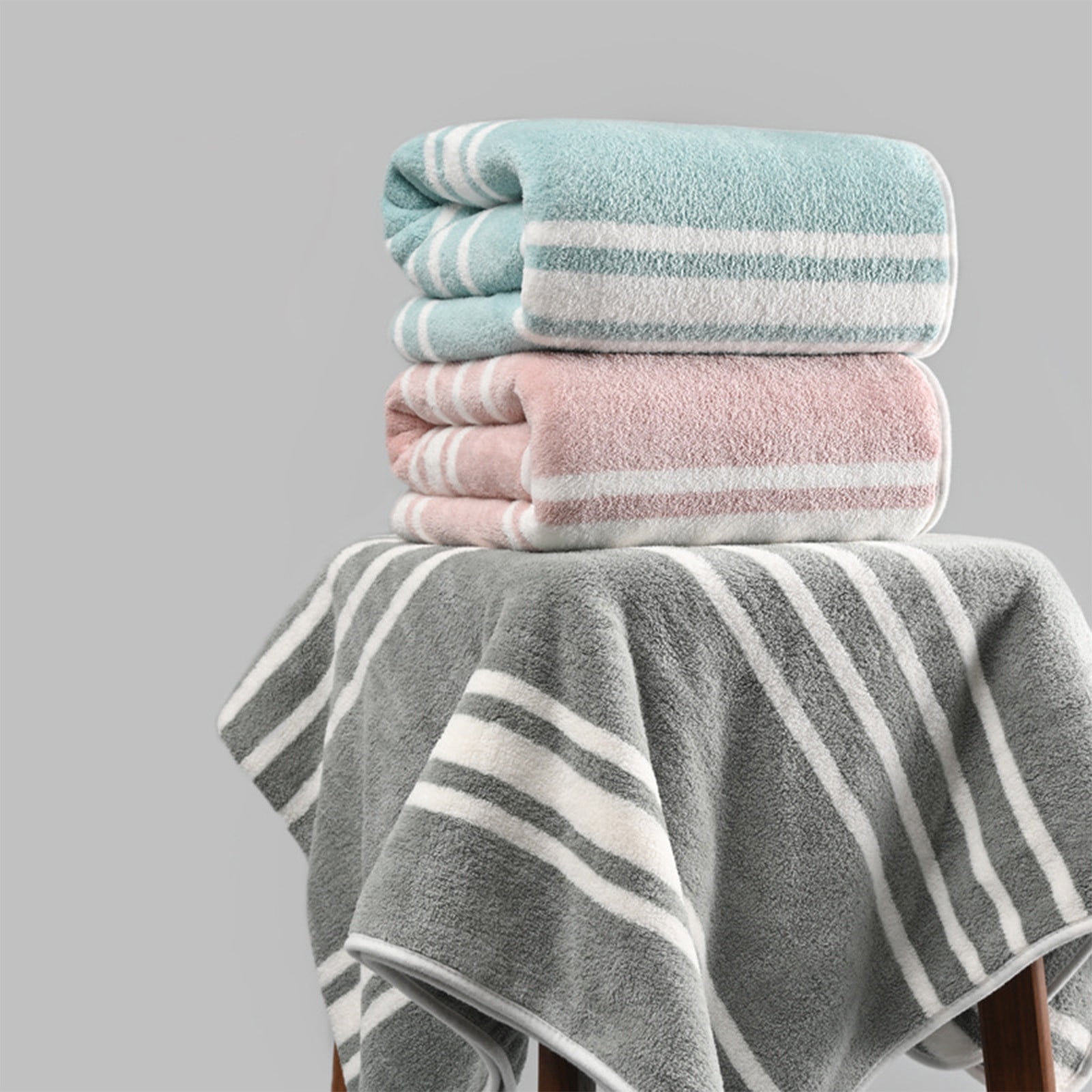 PALIFEUR Quick-Dry Cotton Bath Towels – Highly Absorbent Striped Set