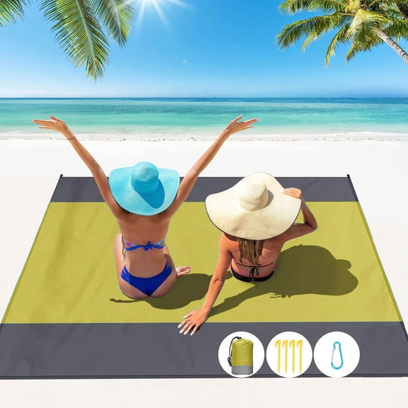 Clearance! PALIFEUR Beach Blanket Waterproof Sandproof Beach Mat, Outdoor Picnic Mat/Blanket, 4-6 People 79x83 Inch