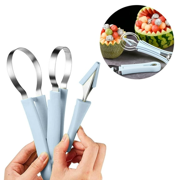 Clearance! PALIFEUR Melon Baller Scoop Set, 4 In 1 Melon/Fruit Scooper & Baller Tools, Fruit Carving Tools, Blue