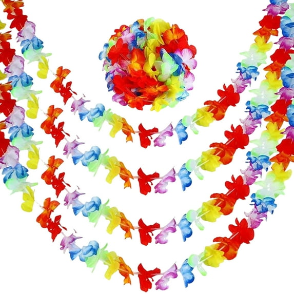 Clearance! PALIFEUR Multicolor Tropical Flower Lei Garland, 9.84 FT Super Long Hawaiian Flower Lei Garland, Hawaiian Decorations for Party Celebrations Birthdays Background