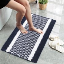 PEONAVET Bathroom Rugs Extra Thick Microfiber Striped Door Mat Non Slip Bathroom Kitchen Entry Rug Water Absorbent Floor Mat For Bathroom Kitchen Doorway Foot Mat