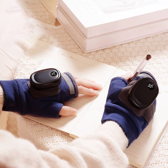 Clearance PEONAVET Hand Warmers USB Electric Gloves Electric Warm Gloves Christmas Gloves Knitted Half Finger Flap Christmas Gloves(Without Power Bank)