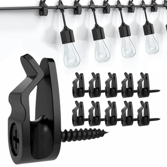 PEONAVET Outdoor String Lights Clips Weather Proof Cable Hanger Hooks For Hanging Lights Holiday Decor 10Pack
