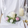 thumbnail image 1 of PEONAVET Rose Candle Wreath Artificial Silk Flower Ring Leaf Candle Wreath Wedding Valentine Day Party Table Candlestick Decorations, 1 of 6