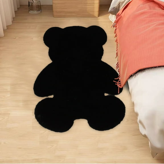 Clearance PEONAVET Rugs for Bedroom Cute Bear Rug Imitation Wool Cozy Carpet Plushs Long Hair Rug Living Room Floor Mat Bedroom Bedside Rug